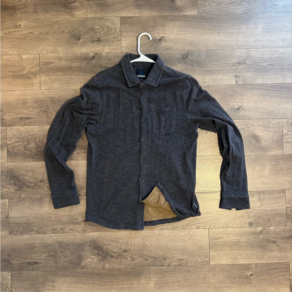 prAna Ronnie Shirt Mens Medium Dark Gray Button Up Slim Fit Casual